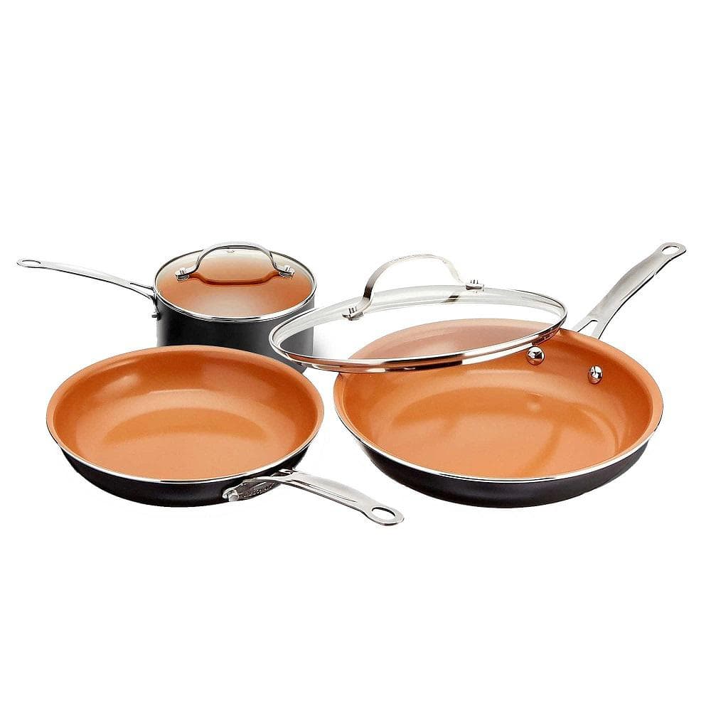 5-Piece Aluminum Ti-Ceramic Nonstick Round Cookware Set with Lids in Graphite - Hercitys