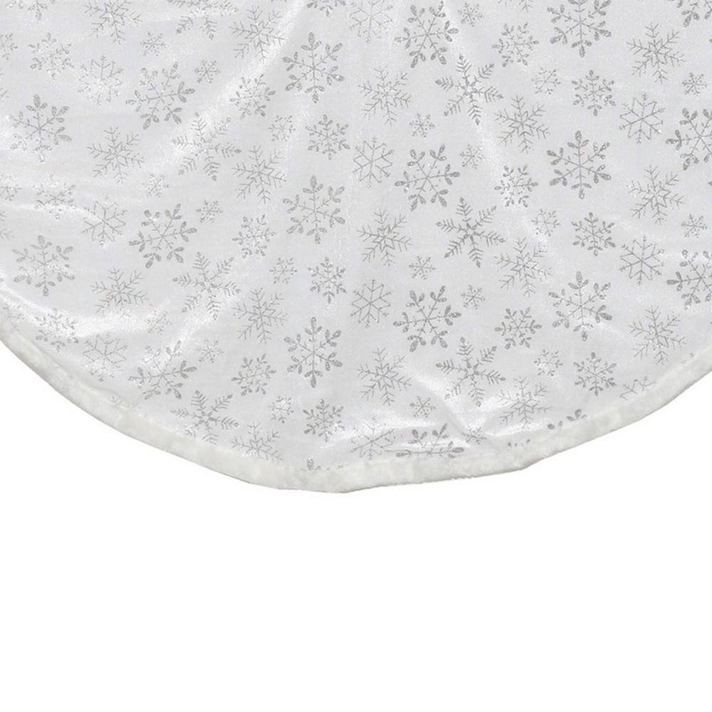 48 in. Silver and White Snowflakes Christmas Tree Skirt - Hercitys