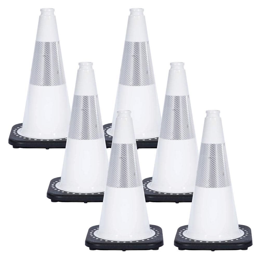18 in. White Reflective Traffic Cones - Hercitys