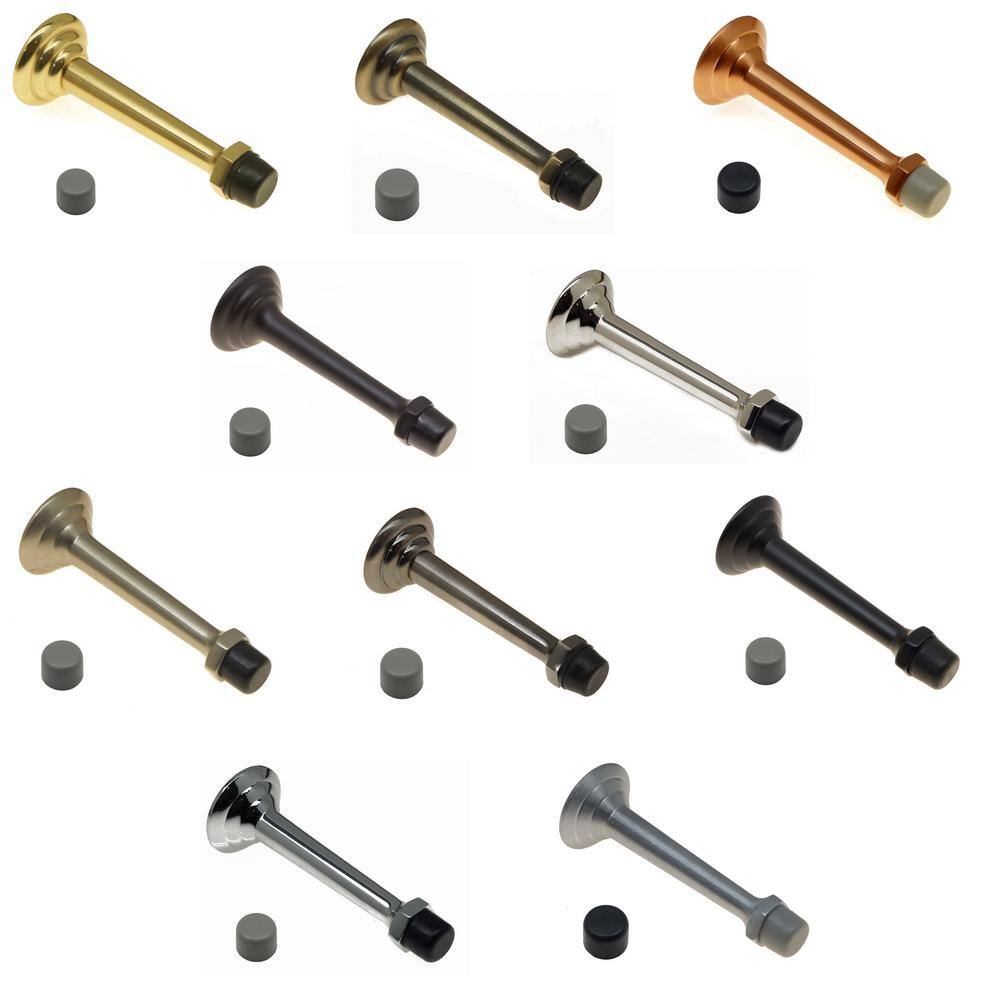 3-3/4 in. Solid Brass Fancy 3-Ring Base Door Stop in Bright Nickel - Hercitys