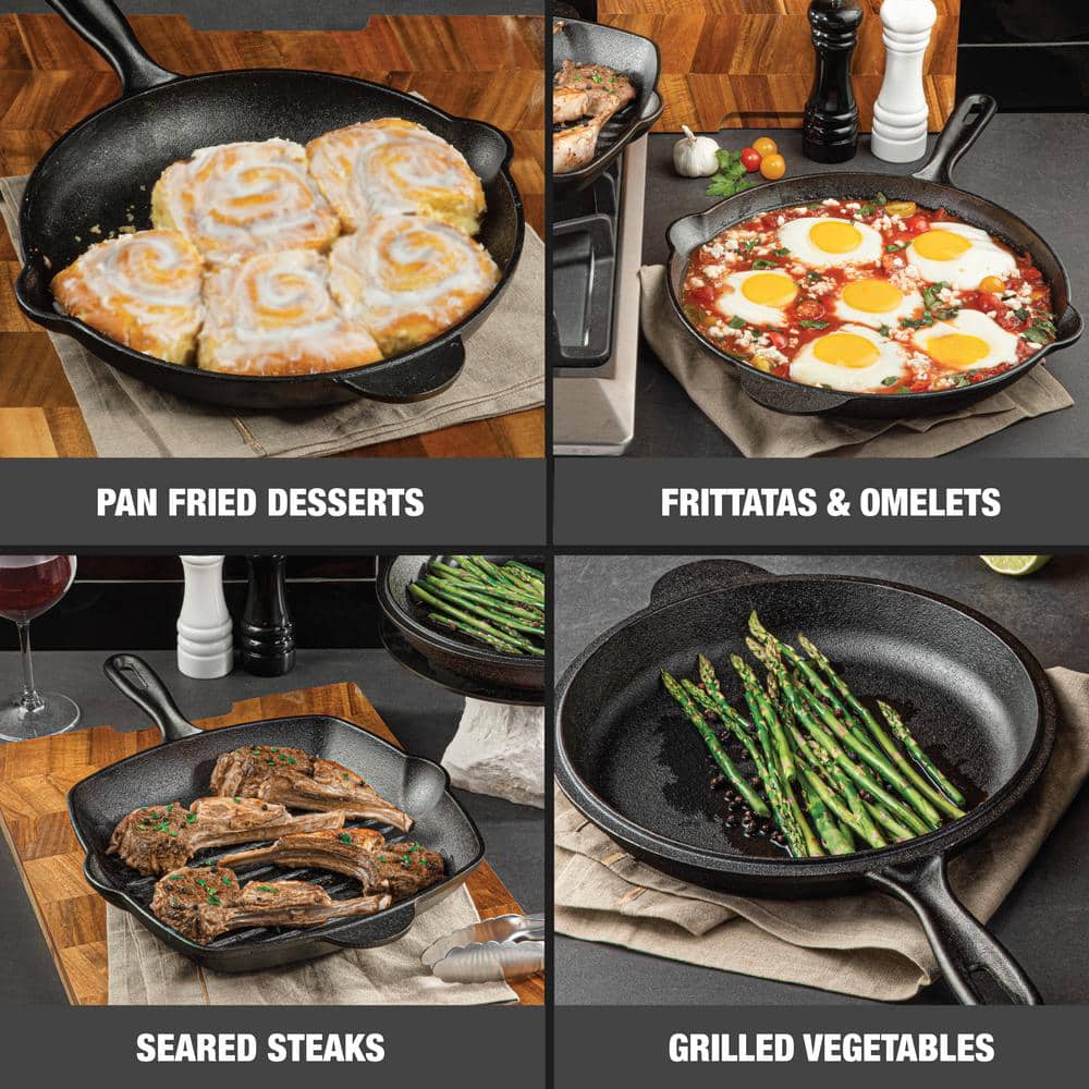 10.25 inch Pre-Seasoned Cast Iron Square Grill Pan - Hercitys