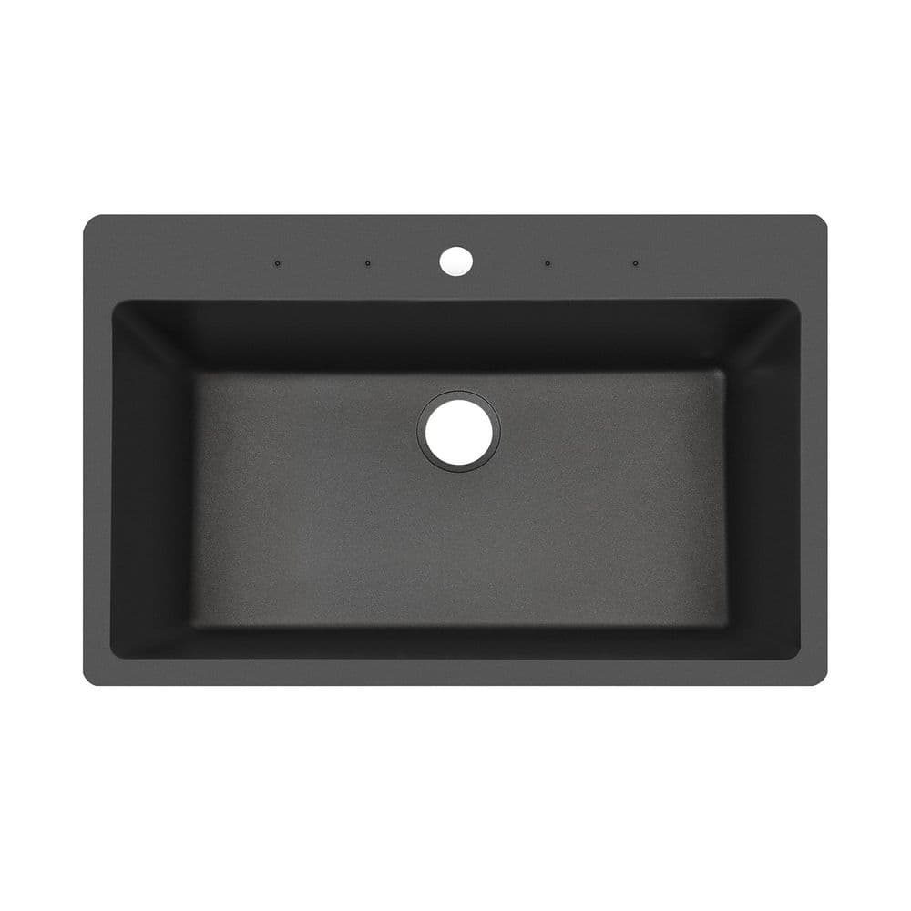 33 in. Drop-in/Undermount Single Bowl Quartz Kitchen Sink in White - Hercitys