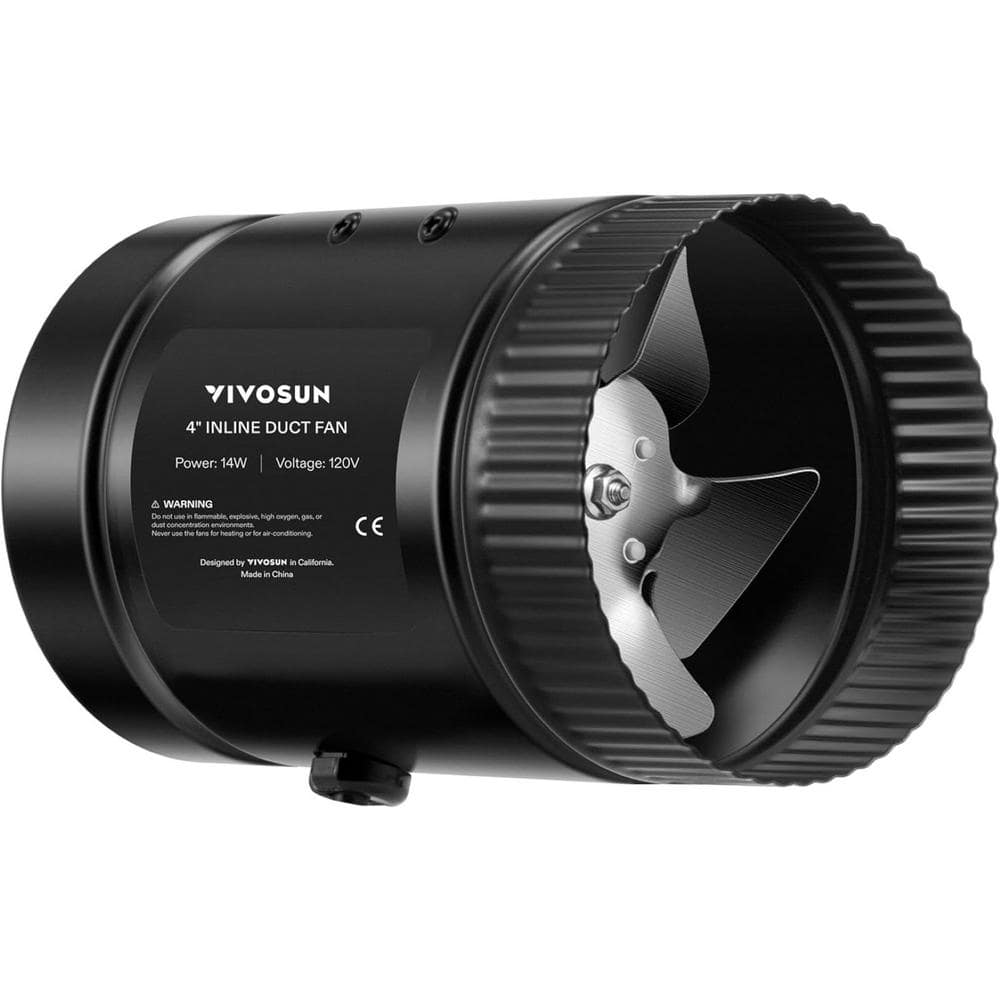 100 CFM 4 in. Inline Booster Duct Fan with Low Noise in Black - Hercitys