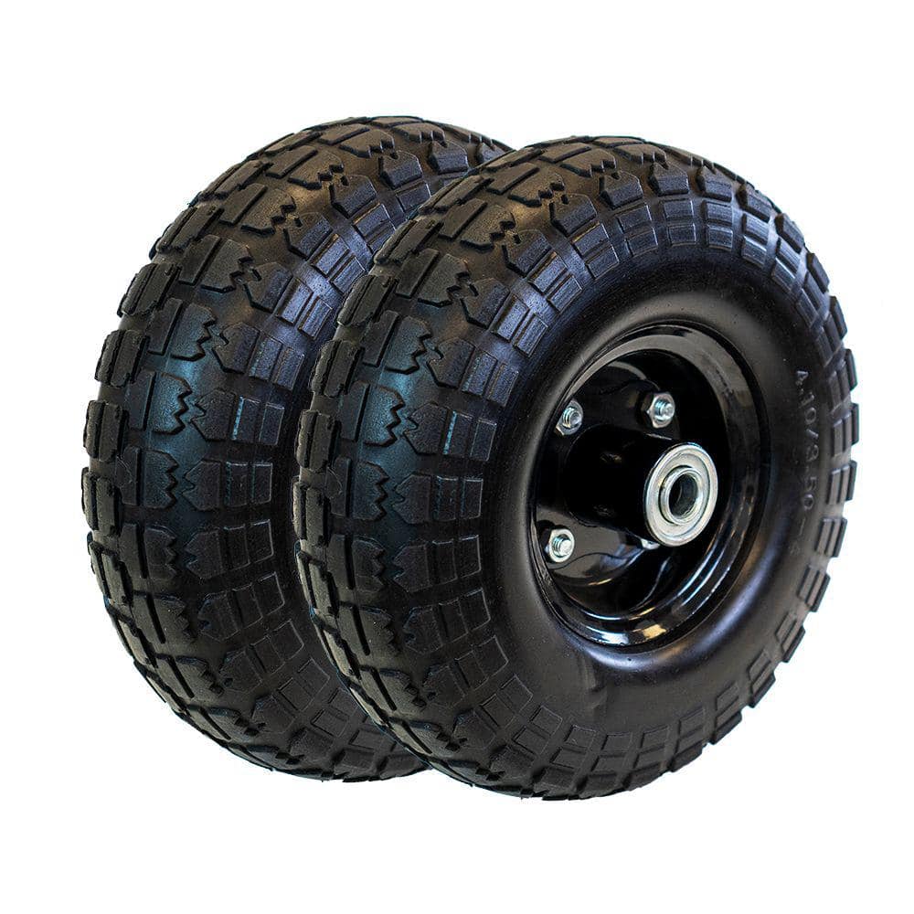 10″ Flat Free Replacement Wheel for Garden Equipment 2-Pack - Hercitys