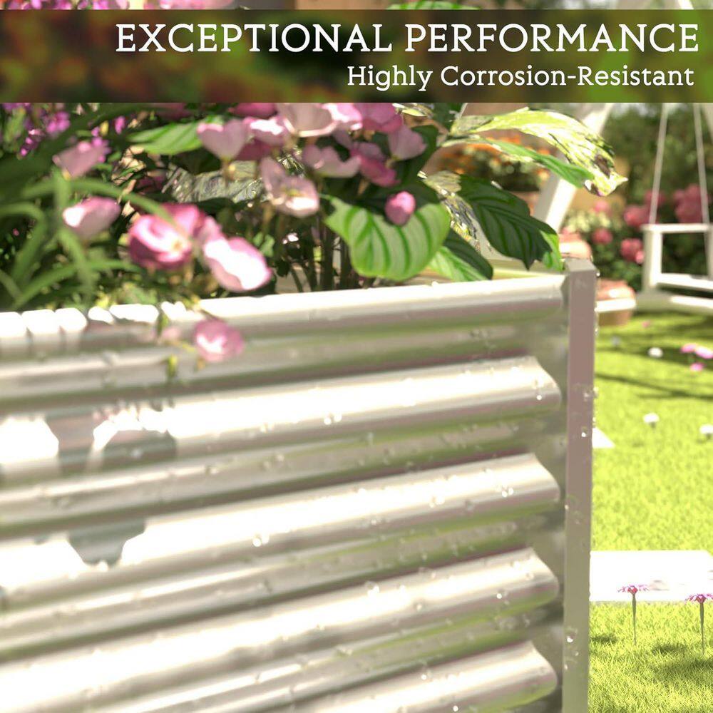 36 in. x 18 in. Silver Finish Steel Galvanized Raised Garden Bed with Drainage Hole Above Ground Garden Box (3-Pack) - Hercitys