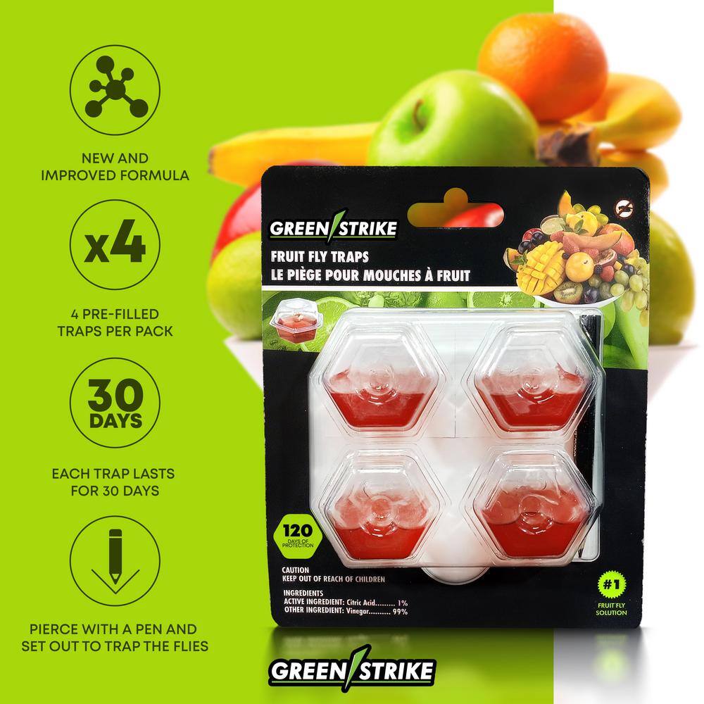 2-Piece Green Strike 60004 Fruit Fly Trap Prefilled Fruit Fly (4-Pack) - Hercitys