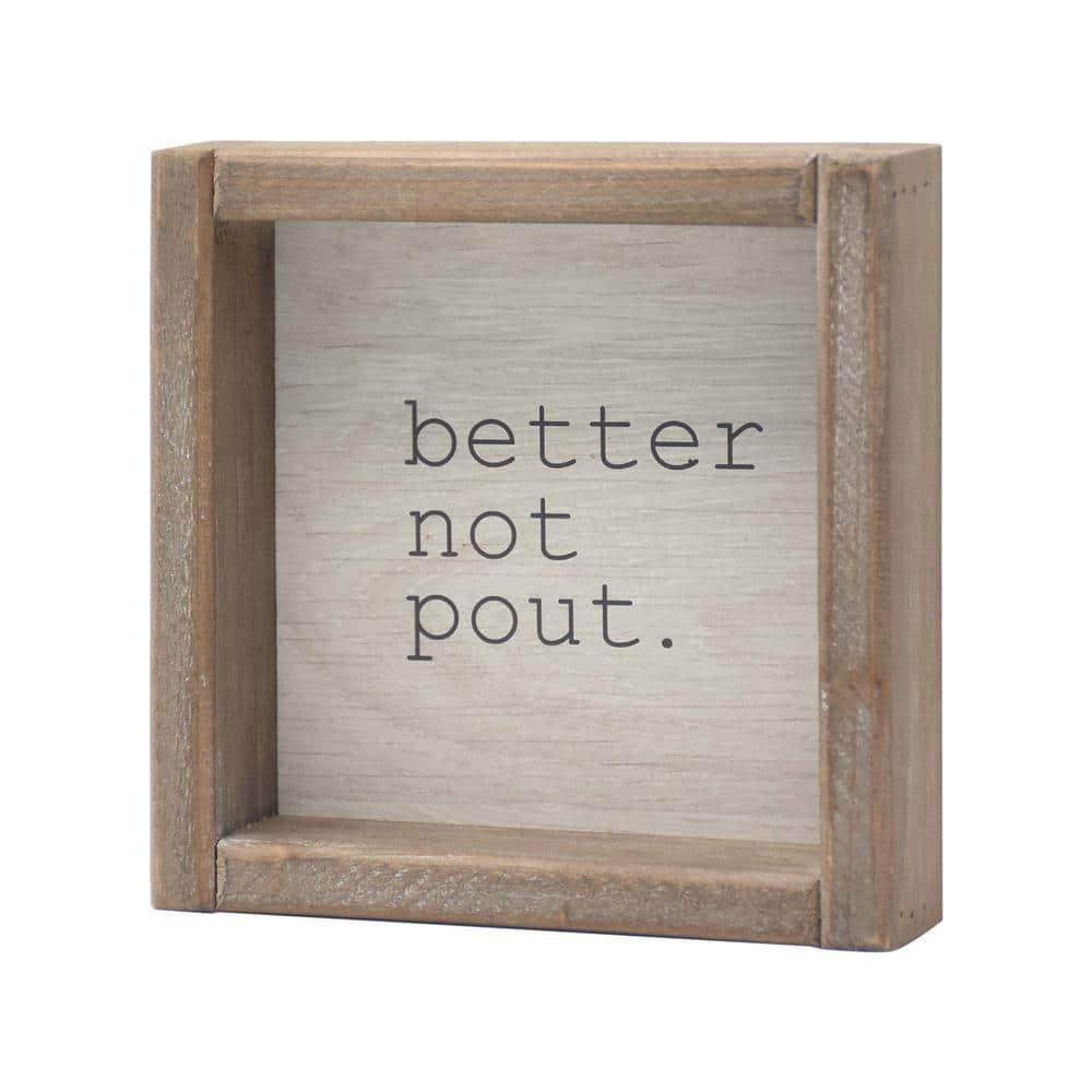5.87 5 in. Better Not Pout Rustic Wood Christmas Tabletop Sign - Hercitys