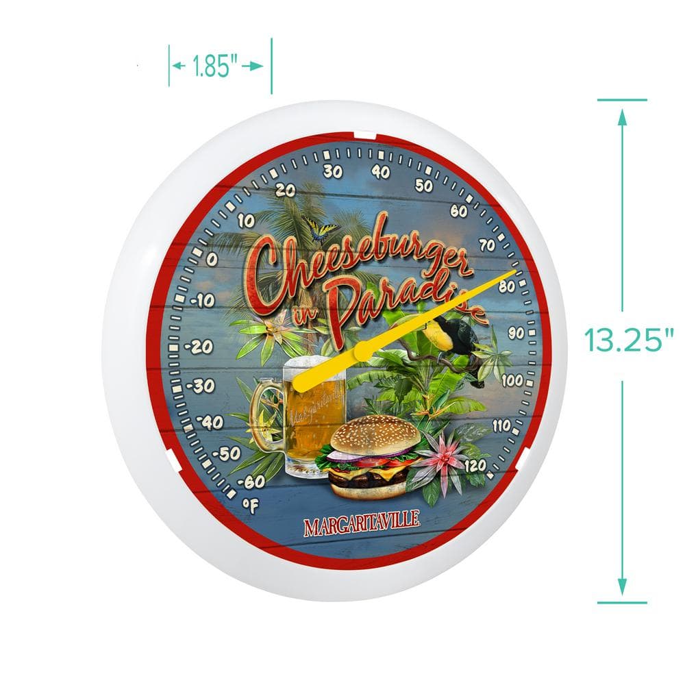 13.25-inch “Cheeseburger in Paradise” Margaritaville Analog Dial Thermometer - Hercitys