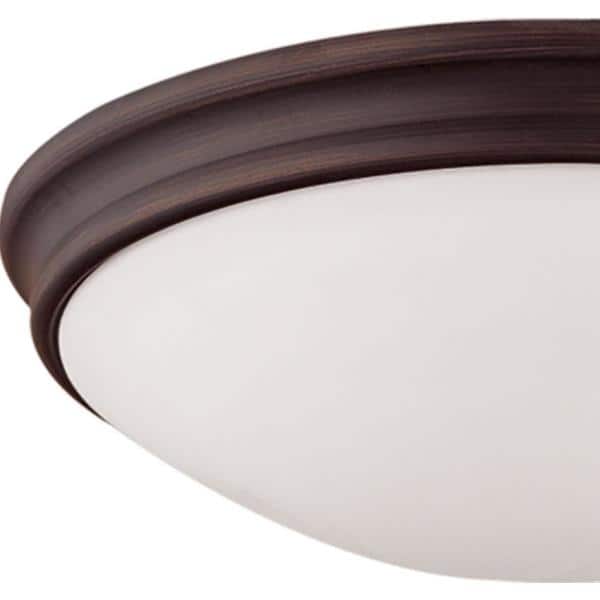 10 in. W 1-Light Rubbed Bronze Bowl Ceiling Fixture with Glass Shade Flush Mount - Hercitys