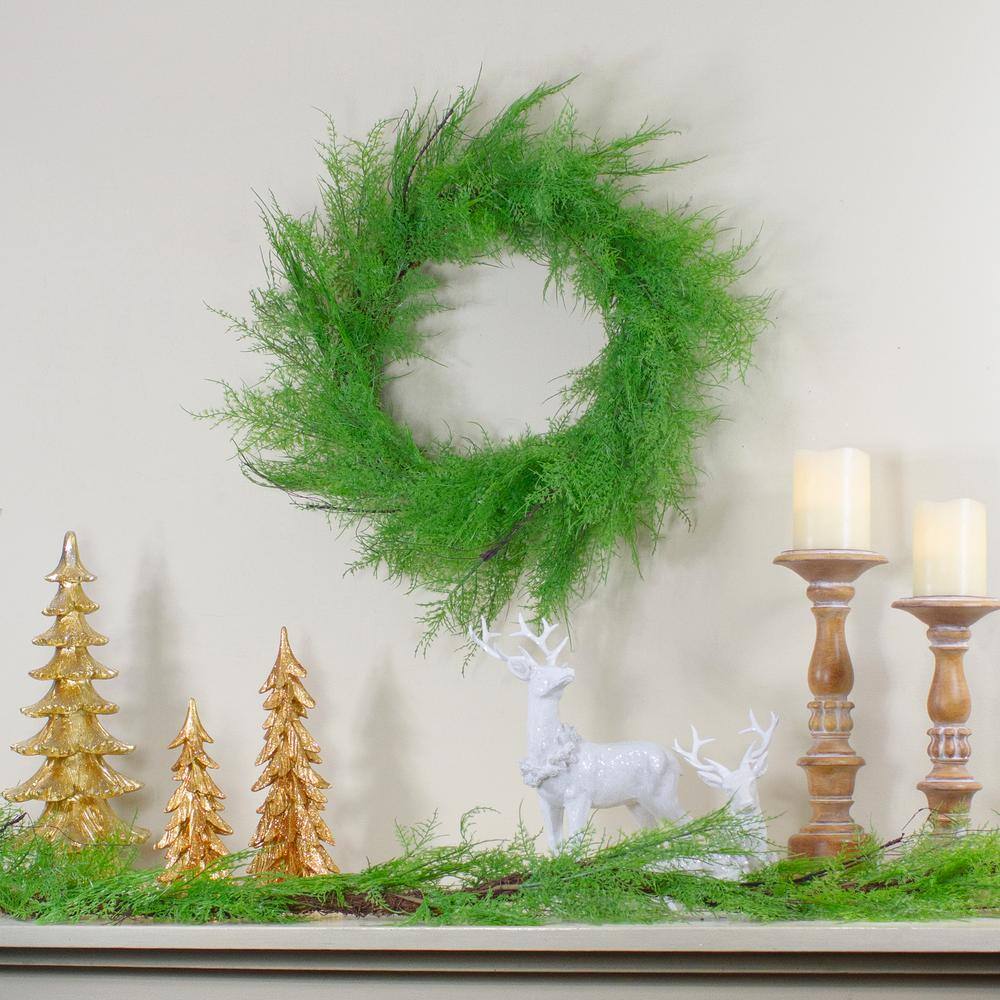 24 in. Brown and Green Unlit Cedar Artificial Christmas Wreath - Hercitys