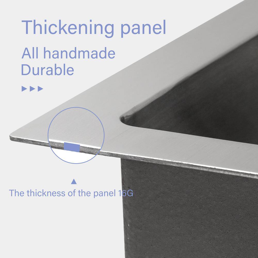 17 in. Undermount Single Bowl 16-Gauge Brushed Nickel Stainless Steel Kitchen Sink with Bottom Grids - Hercitys