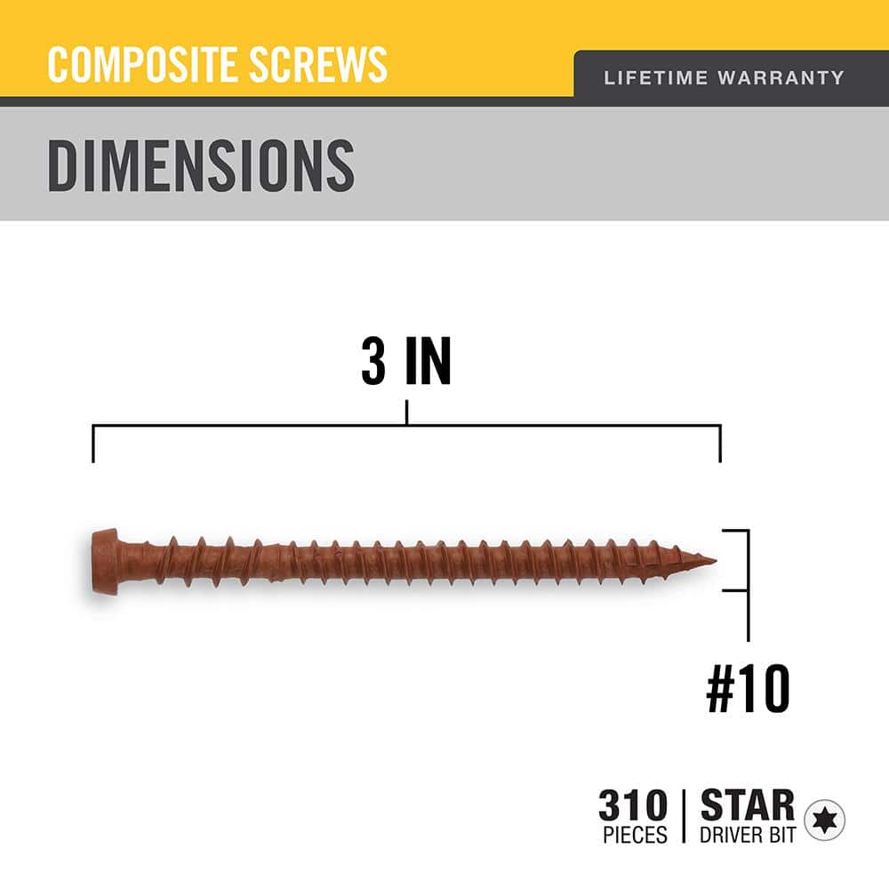 2-Pack #10 x 3 in. Red Star Drive Pan-Head Composite Deck Screws (10 lb. / 620-Piece) - Hercitys