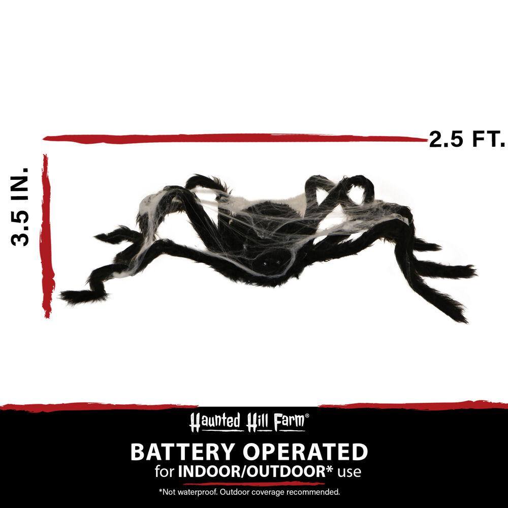 3.5 in. Battery Operated Spider with Web and Red LED Eyes Halloween Prop - Hercitys