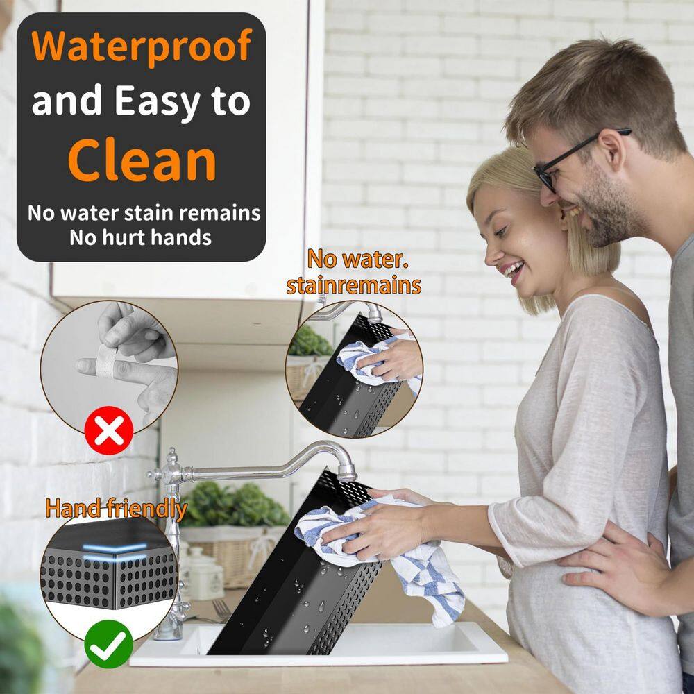 5-Piece Black Magnetic Spice Rack Set with Paper Towel Holder, Utensil Holder and Hook Rack - Hercitys