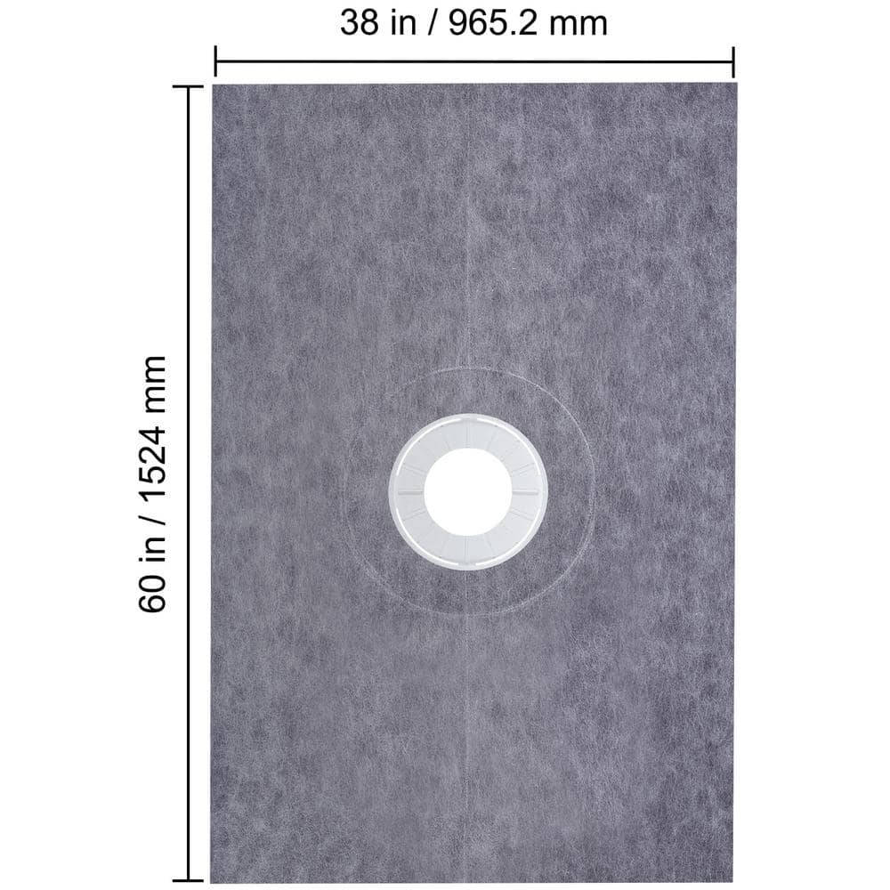 38 x 60 in. Waterproof Shower Pan Underlayment with 4 in. ABS Central Bonding Flange Polyethylene Shower Pan Liner - Hercitys