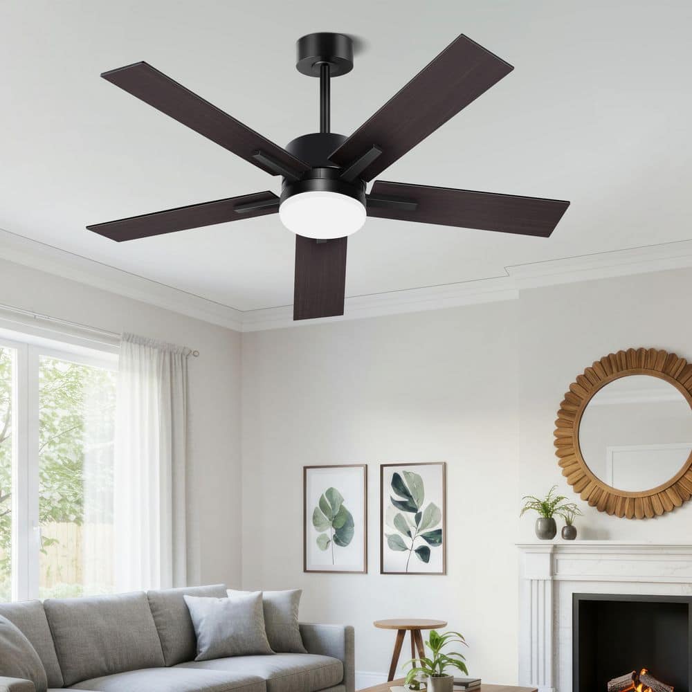 42 in. Indoor/Covered Outdoor Black Modern Adjustable Color Temperature Ceiling Fan Light with Remote - Hercitys