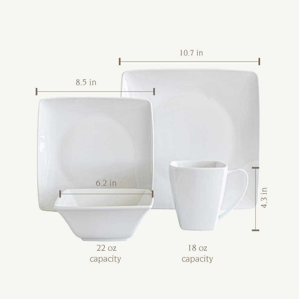 32-Piece White Porcelain Dinnerware Set (Service for 8) - Hercitys