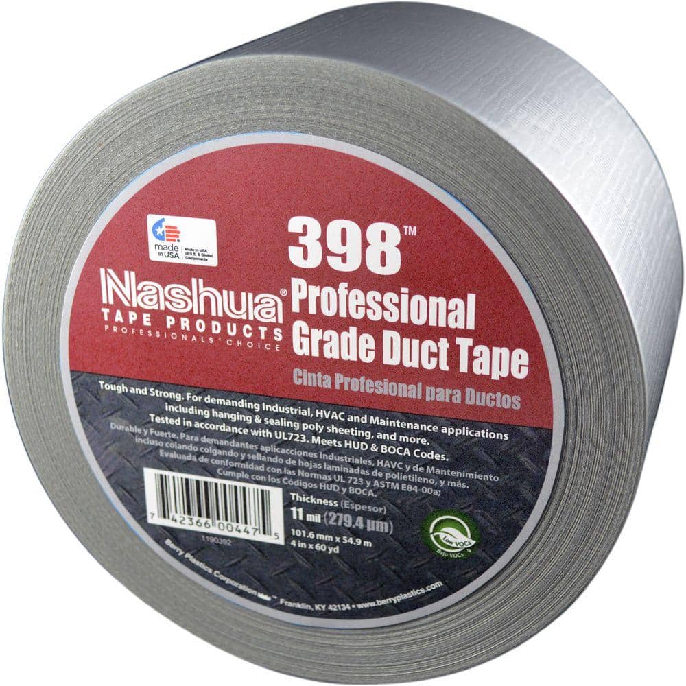 4 in. x 60 yds. 398 All-Weather Silver HVAC Duct Tape - Hercitys