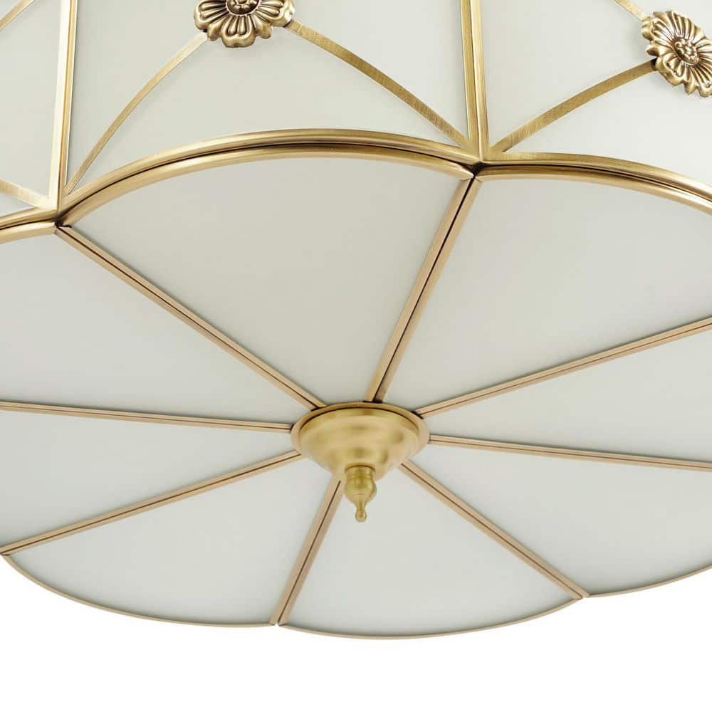 18 in. 4-Light Classical Style Gold Semi-Flush Mount Ceiling Light with Glass Lampshade - Hercitys
