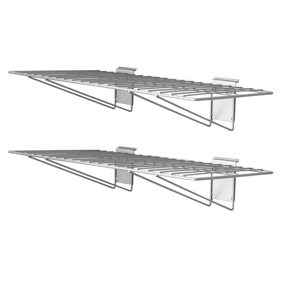 24 in. L x 12 in. W Slatwall Steel Wire Bracket Shelf (2-Pack) - Hercitys