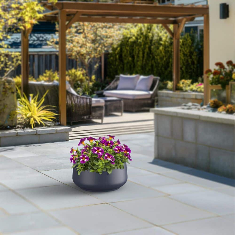 14.5 in. Medium Granite Gray(Premium Inner) Concrete Round planter/Pot with drainage holes - Hercitys