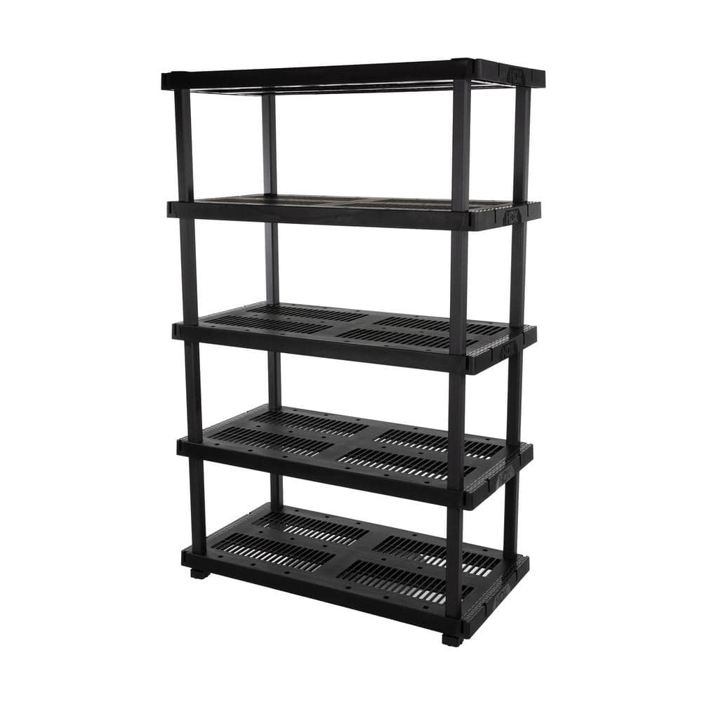 5 Tier Plastic Adjustable Garage Storage Shelving Unit in Black (48 in. W x 75 in. H x 24 in. D) - Hercitys