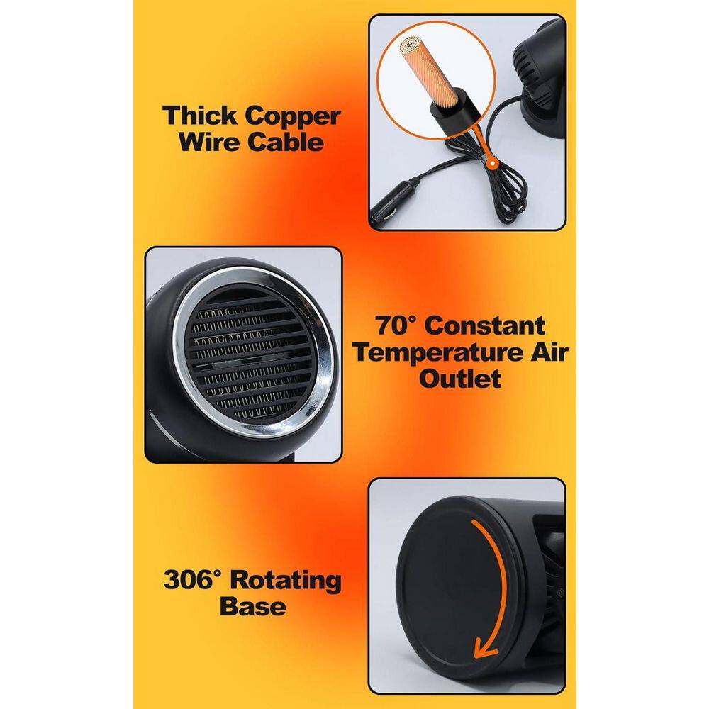 12V 150W Car Heater and Defroster with 360° Rotatable Holder - Hercitys