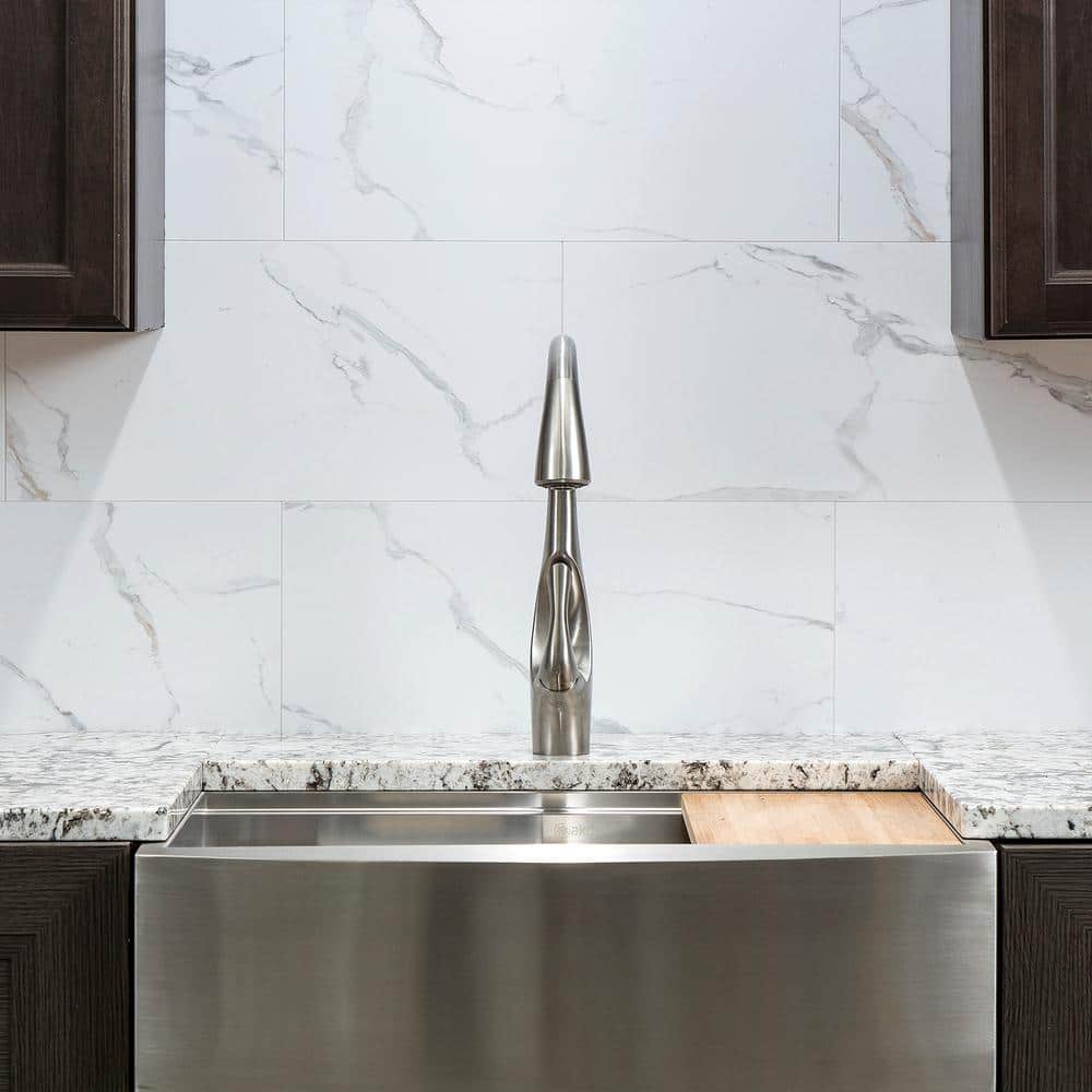 23.23 in. L x 11.1 in. W Carrara Marble No Grout Vinyl Wall Tile (17.9 sq. ft./case) - Hercitys