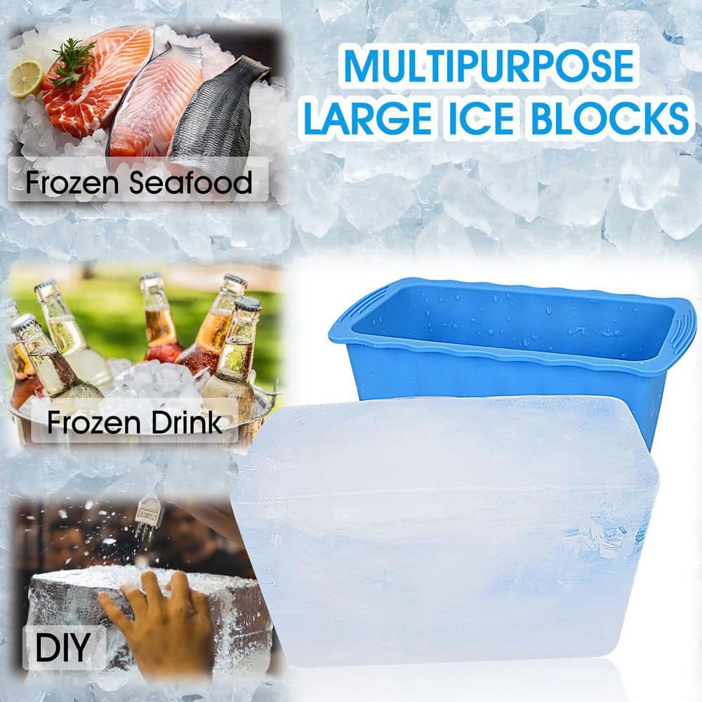 4-Pack Blue Extra Large Ice Cube Mold, Reusable Silicone Ice Cube Tray, 25 lb. Ice Bath Water Chiller Ice Mold - Hercitys