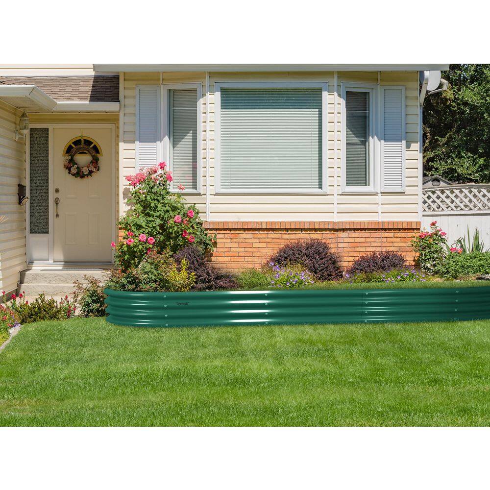 12 ft. x 2 ft. x 1 ft. Metal Oval Raised Garden Bed, Planter Box for Vegetables, Flowers in Green - Hercitys