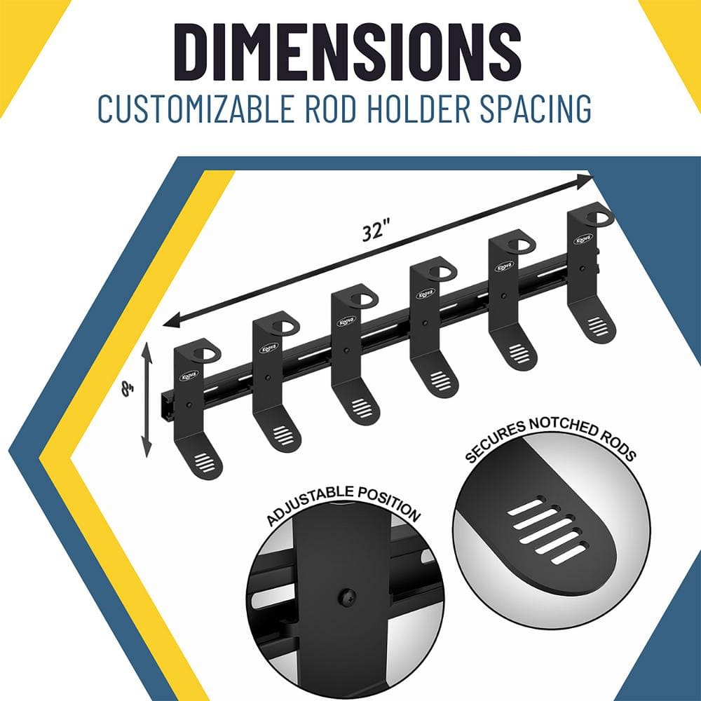 500 lbs 6 Spinning Adjustable Fishing Pole Wall Mounted Racks - Hercitys