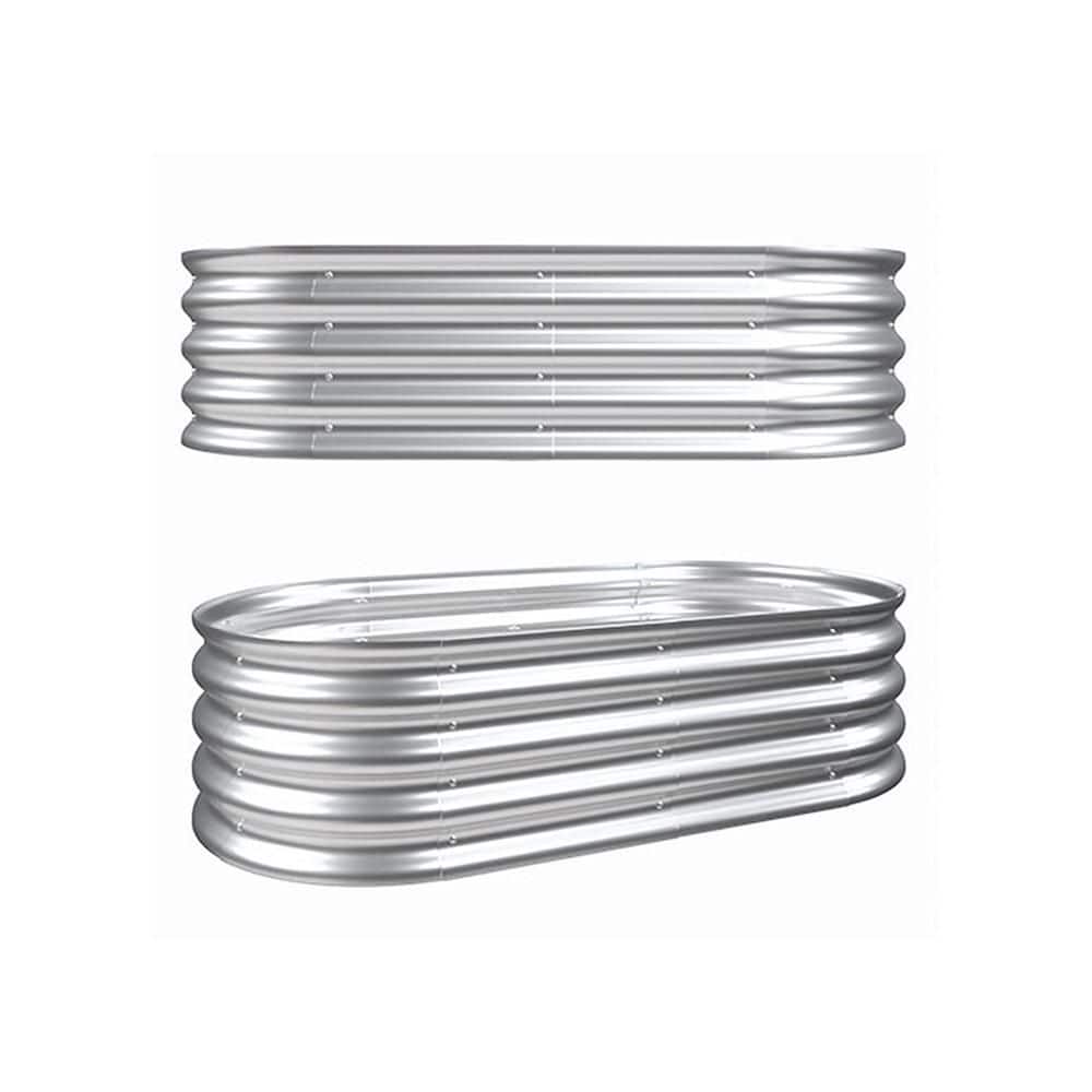 47 in. L x 25 in. x 12 in. Silver Metal Raised Garden Bed Kit, Galvanized Outdoor Planter Raised Garden Beds (2-Pack) - Hercitys