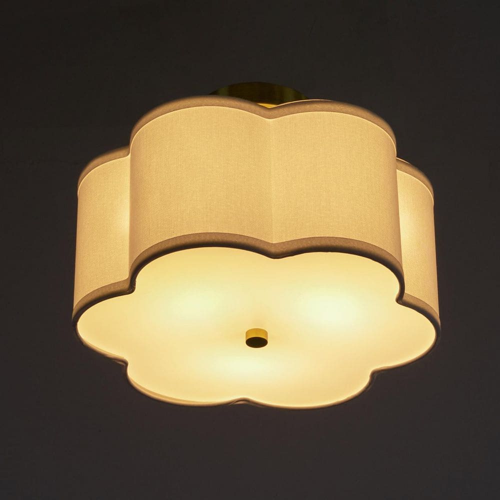 12.99 in. 3-Light Creamy White Modern Petal Shaped Semi-Flush Mount Ceiling Light with Shade and No Bulbs Included - Hercitys
