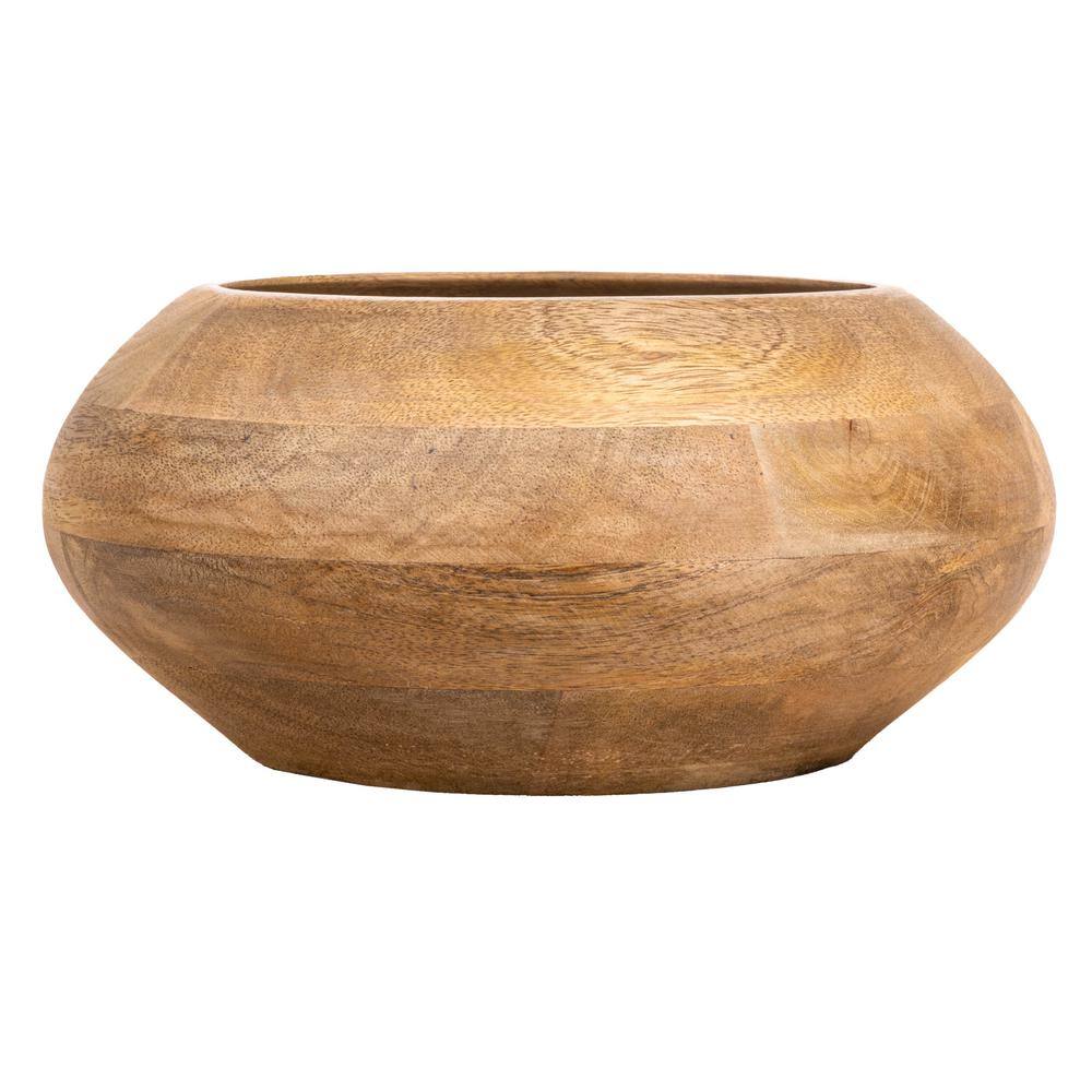 168 fl. oz. 9.25 in. Natural Brown Mango Wood Serving Bowls (Set of 1) - Hercitys