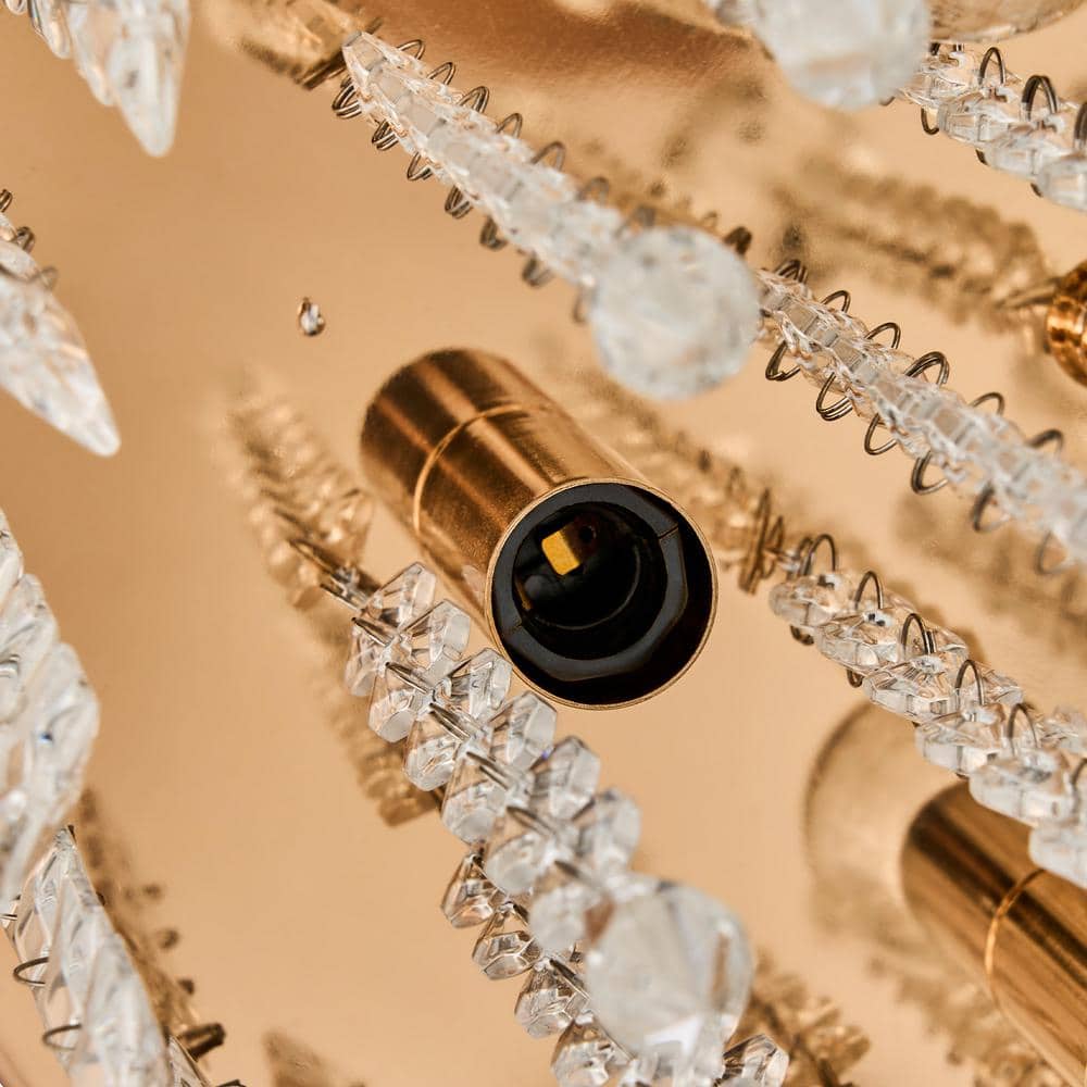 11 in. 5-Light Gold Flush Mount Chandelier with K9 Crystals - Hercitys