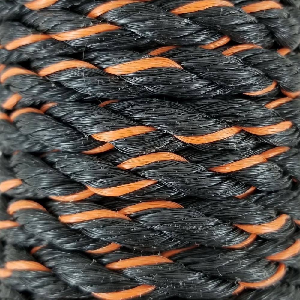 5/8 in. x 200 ft. Polypropylene Twisted California Truck Rope, Black/Orange - Hercitys