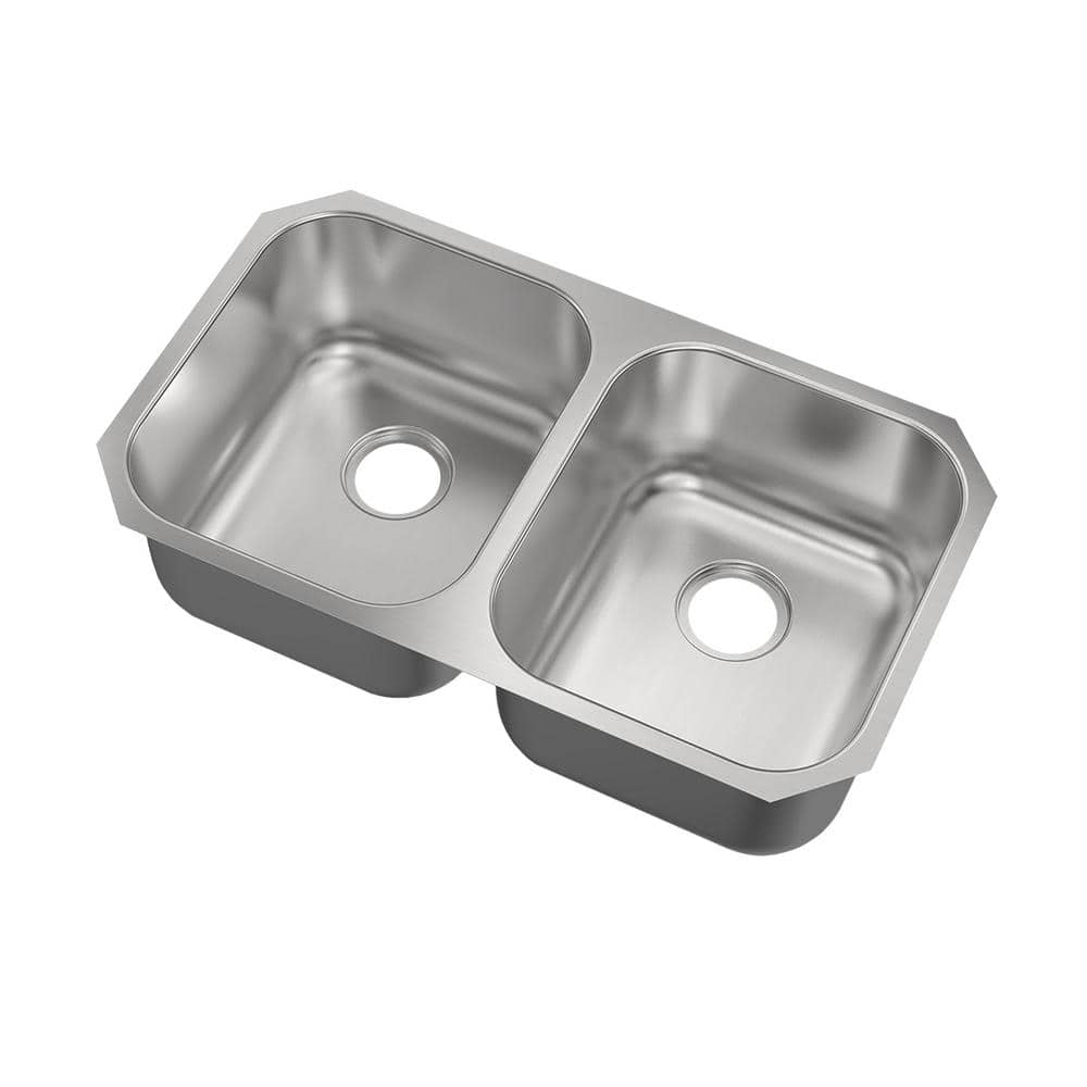 32 in. Undermount 50/50 Double Bowl 16-Gauge Stainless Steel Kitchen Sink - Hercitys