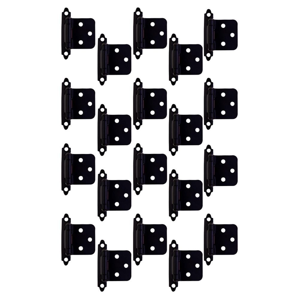 10-Pair Face Frame Full Overlay Self-Closing Matte Black Cabinet Hinge (20-Pieces) - Hercitys