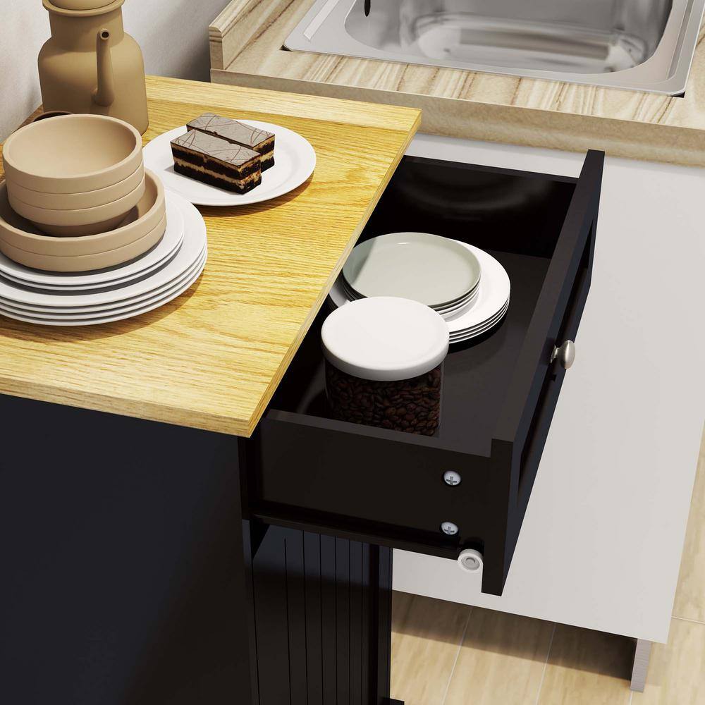 20 in Single Compartment Tilting Black Kitchen Trash Cabinet with 1 Drawer - Hercitys