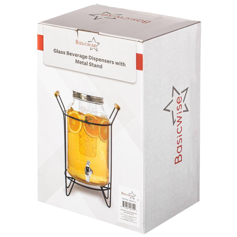 1.6-Gallon Glass Drink Dispenser with Stainless Steel Spigot – Water and Juice Container, Lemonade Stand - Hercitys