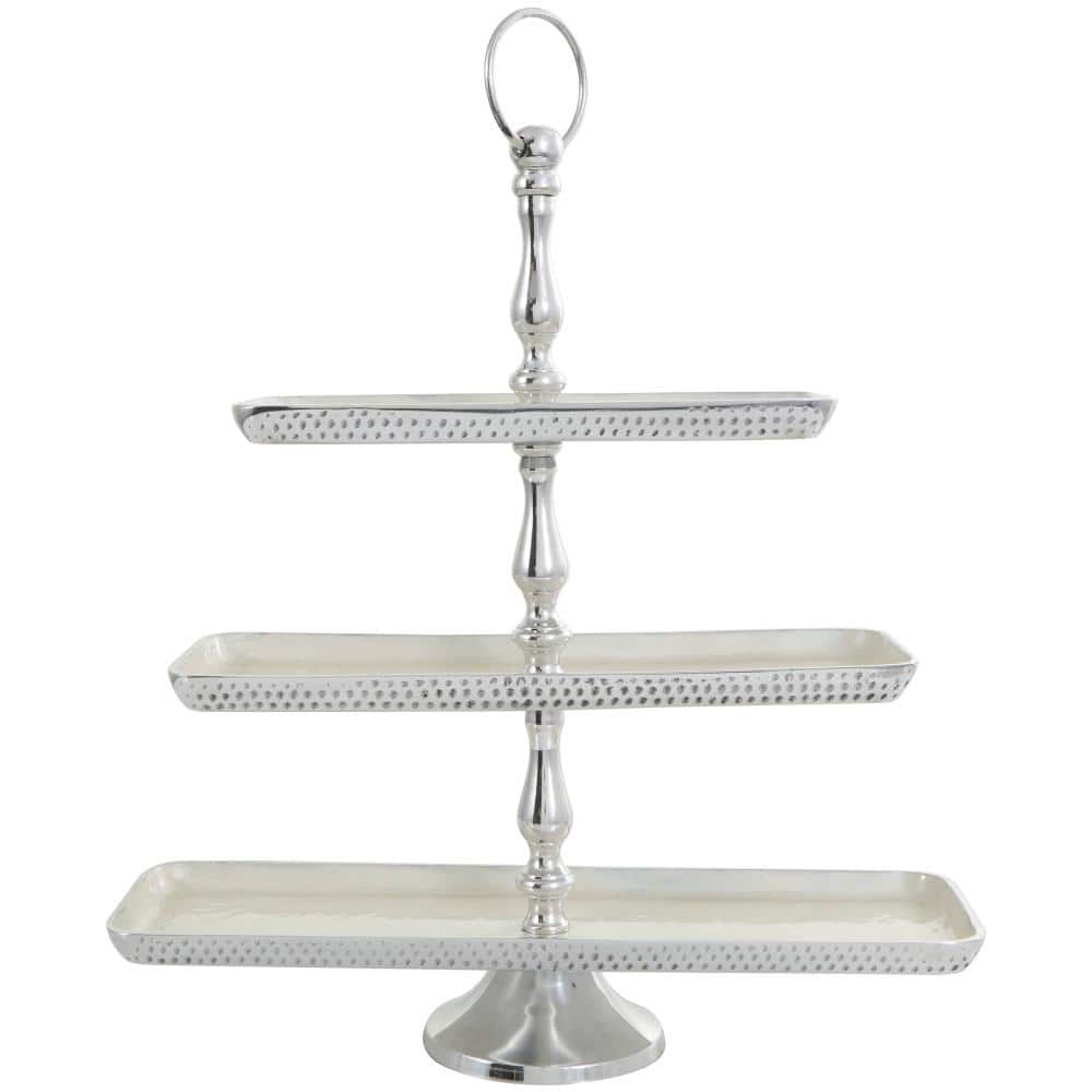 3-Tier Silver Aluminum Decorative Cake Stand - Hercitys