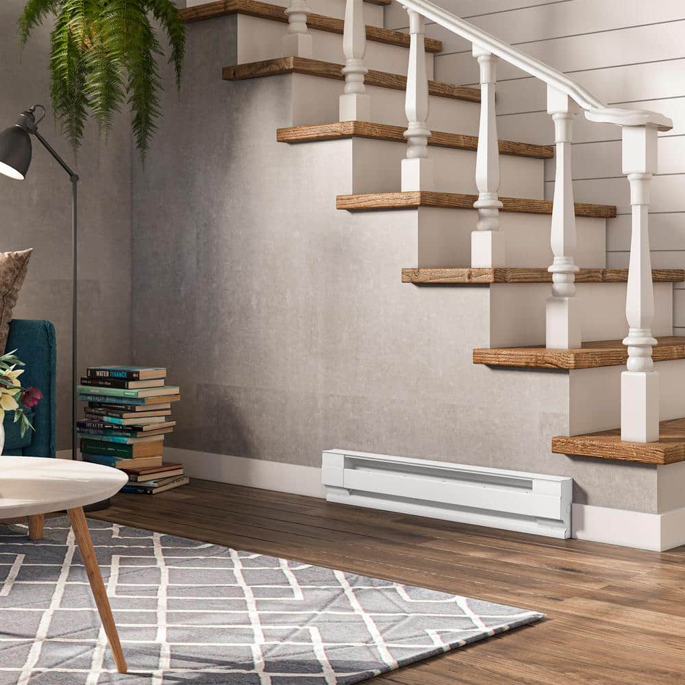 36 in. 240/208-volt 750/563-watt Electric Baseboard Heater in White with Wall Thermostat - Hercitys