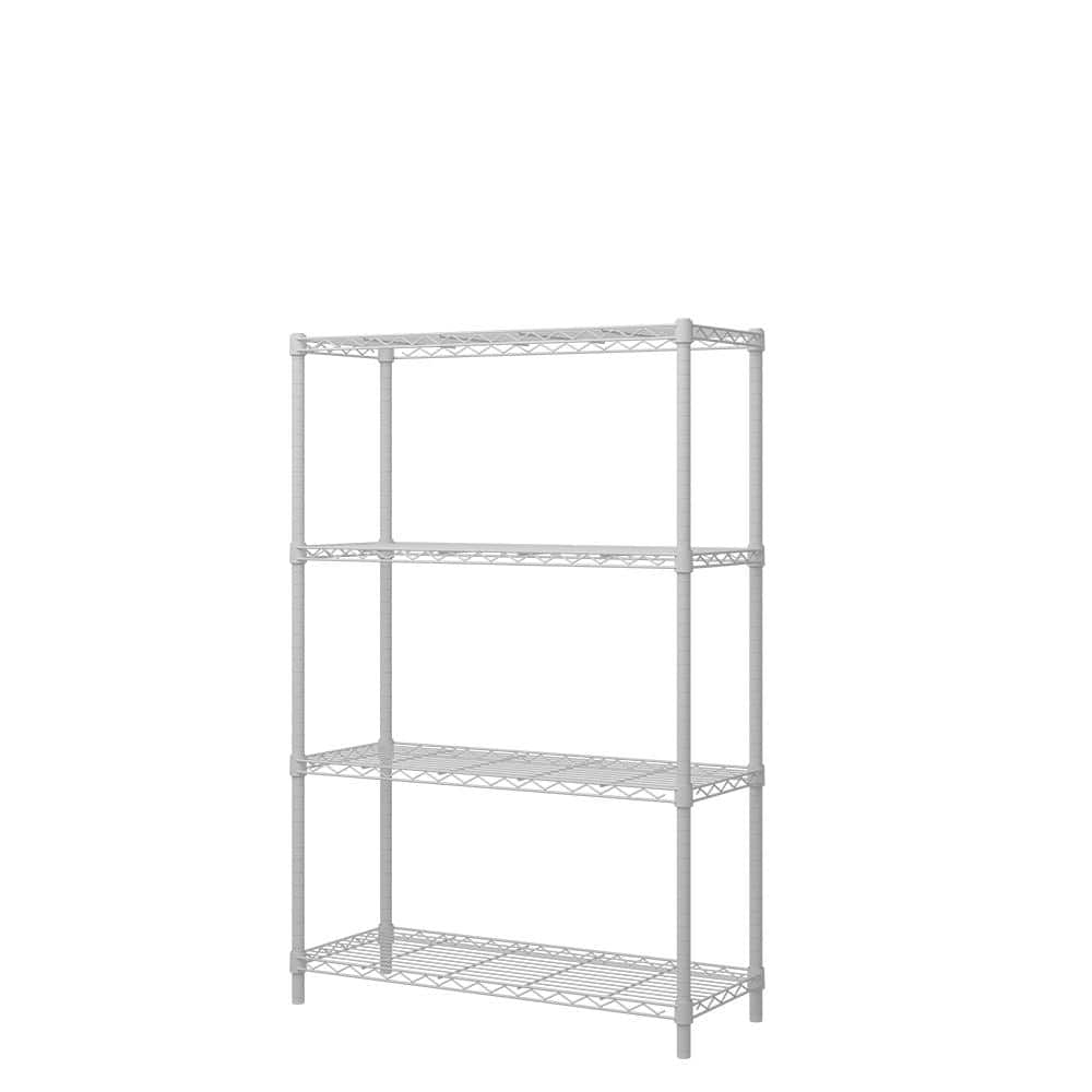 4-Tier Steel Wire Shelving Unit White Coating Finish - Hercitys