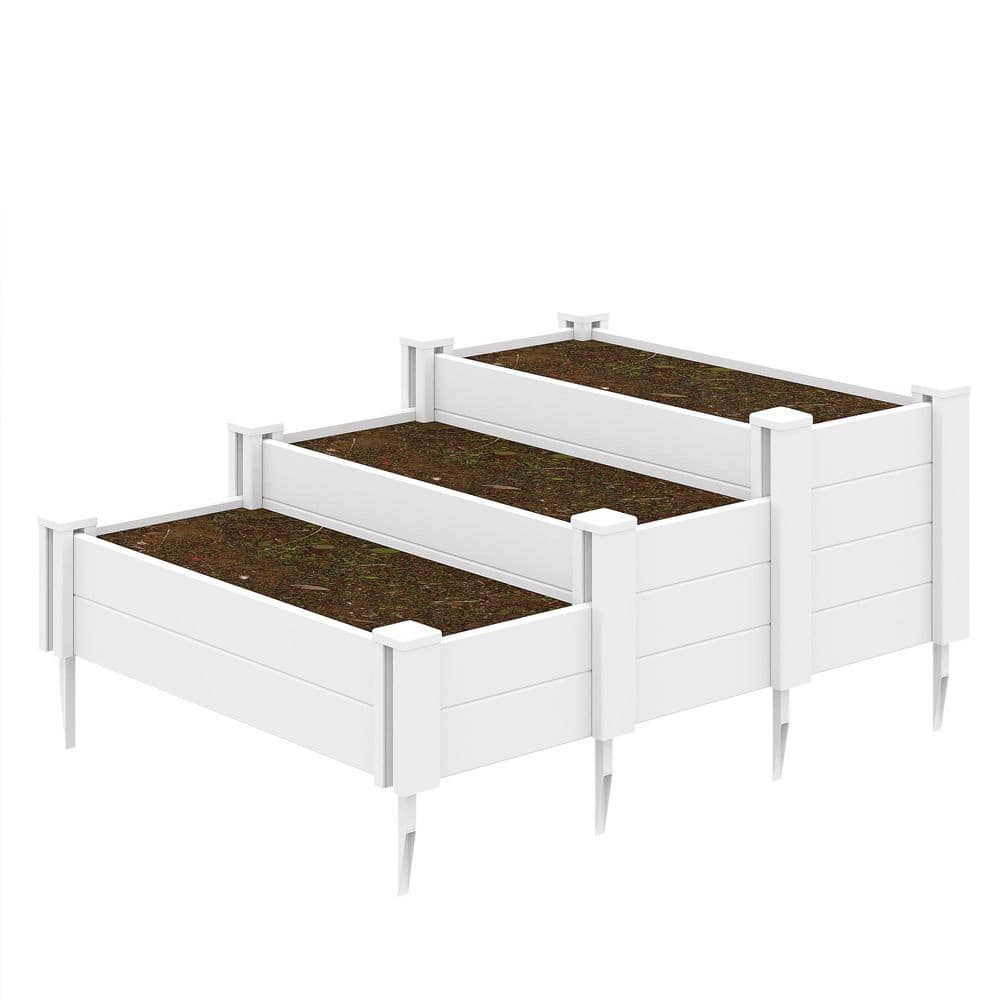 15.7 in. × 35.4 in. White PVC Plastic Raised Garden Bed Panels Durable and Elegant Boundary Solution - Hercitys