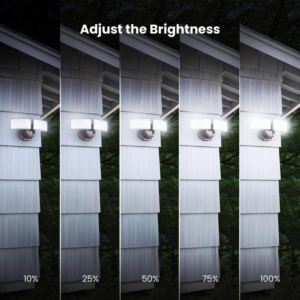 48-Watt 5000 Lumens Motion-Sensing Hardwired LED Bronze Security Flood Light - Hercitys