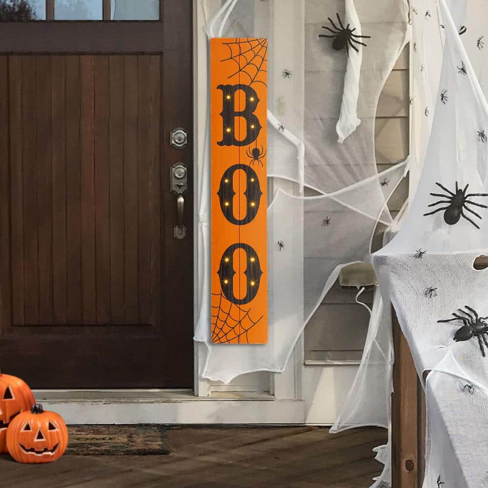 42 in. H Lighted Wooden BOO Halloween Porch Sign - Hercitys