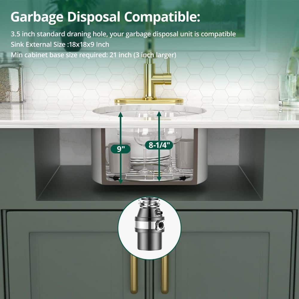 18 in. Undermount Single Bowl White Round Fireclay Kitchen Sink - Hercitys