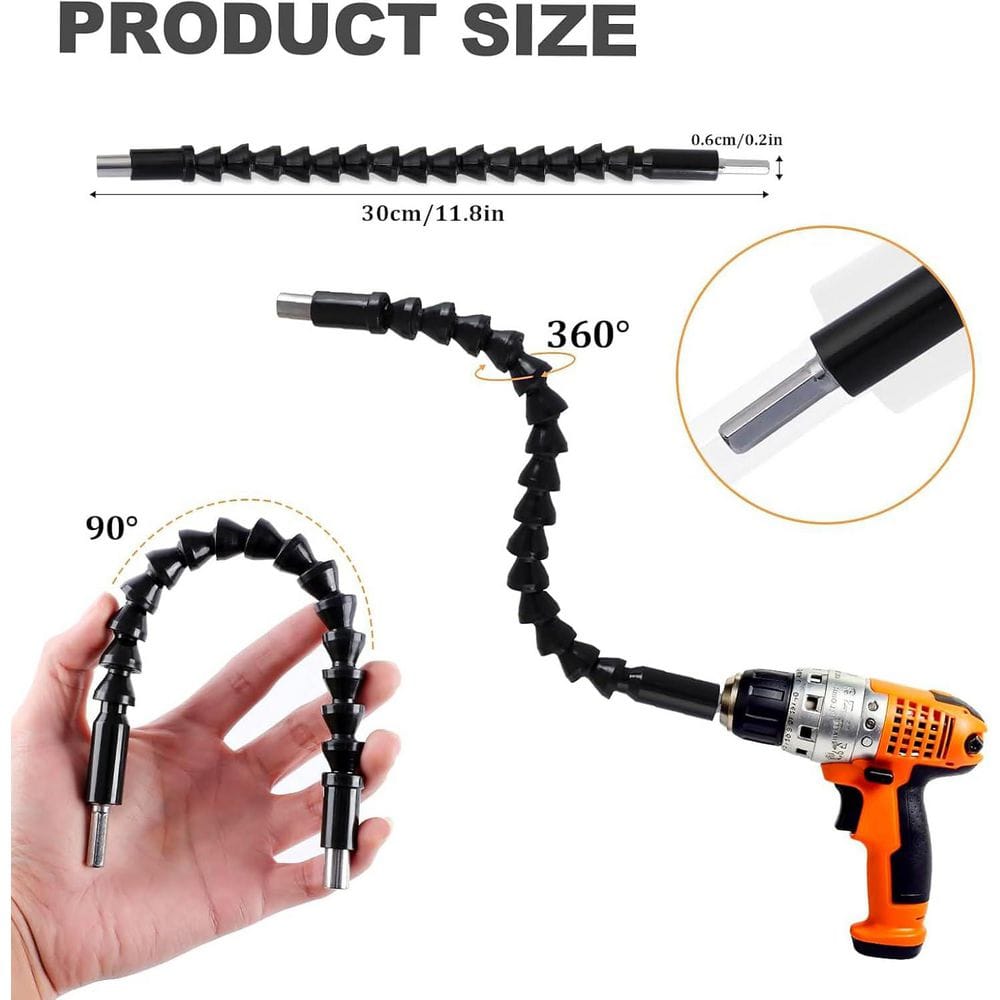 17Pcs Flexible Drill Bit Extension, Include 3Pcs Rotatable Socket Adapter - Hercitys