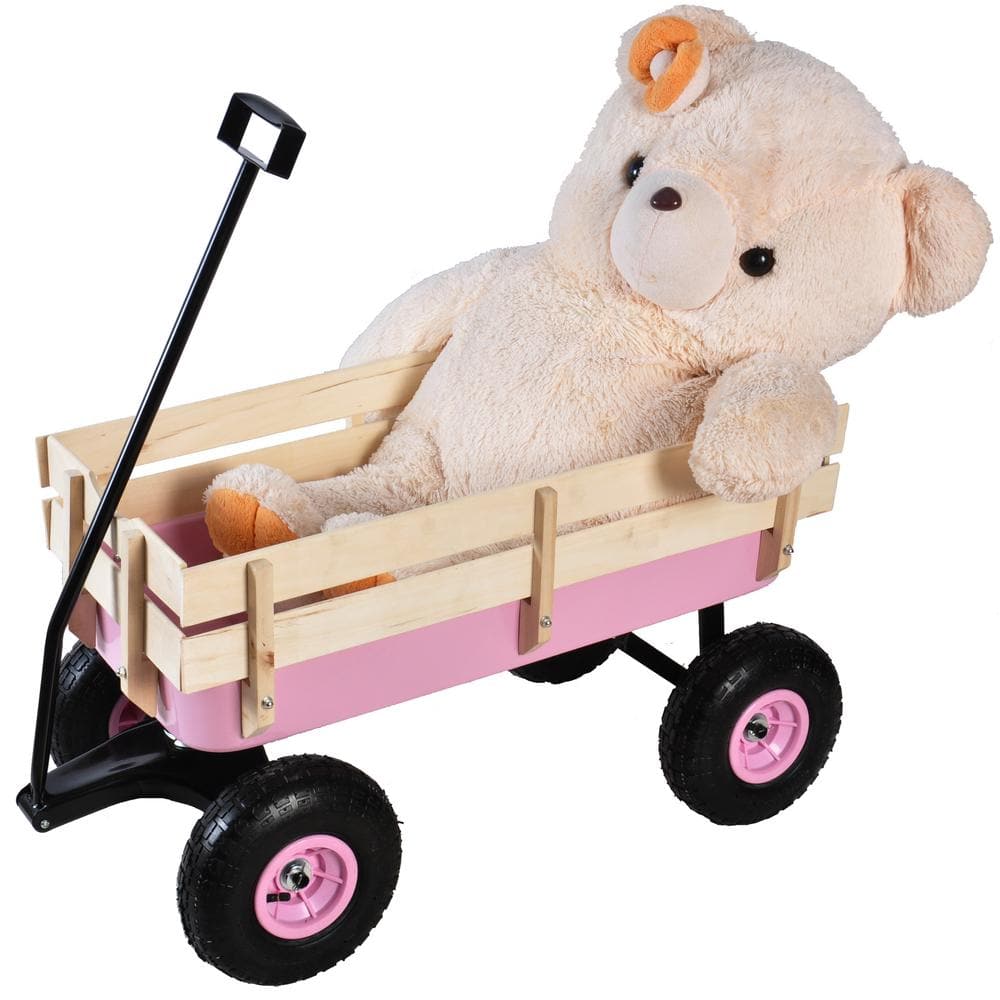 2.8 cu.ft. Steel Wagon Children Kid Garden Cart in Pink - Hercitys