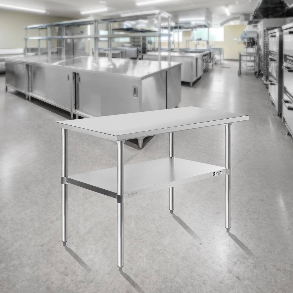 24 in. x 48 in. Stainless Steel Kitchen Prep Table with Bottom Shelf - Hercitys